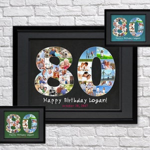 80th Birthday Gift For Men or Women, Custom 80th Birthday Photo Collage, 80th Birthday Gift Poster, 80th Birthday Gift for Mom