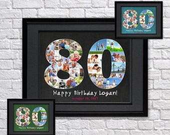80th Birthday Photo Collage Gift: Custom Poster for Men or Women