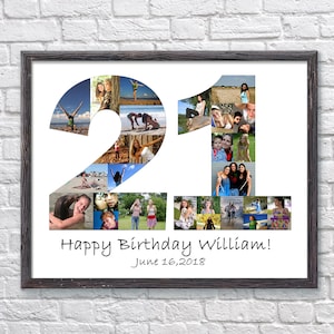 Personalized 21st Birthday Gift For Her, Custom 21 Photo Collage, 21st Birthday Gift For Him, 21 Birthday Gift For Her