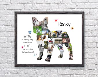 French Bulldog Photo Collage: Custom Pet Memorial Gift