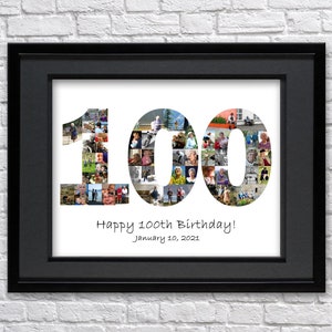 100th Birthday Gift for Grandma, 100th Birthday Ideas, Custom 100 Photo Collage Gift, 100th Birthday Gift for Grandpa or Grandma
