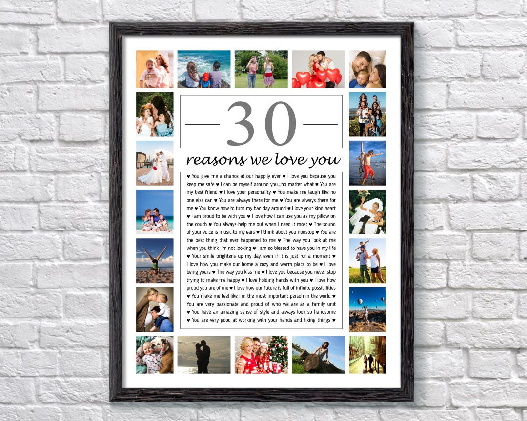 30 Reasons I Love You Photo Collage: Personalized 30th Birthday Gift - Etsy