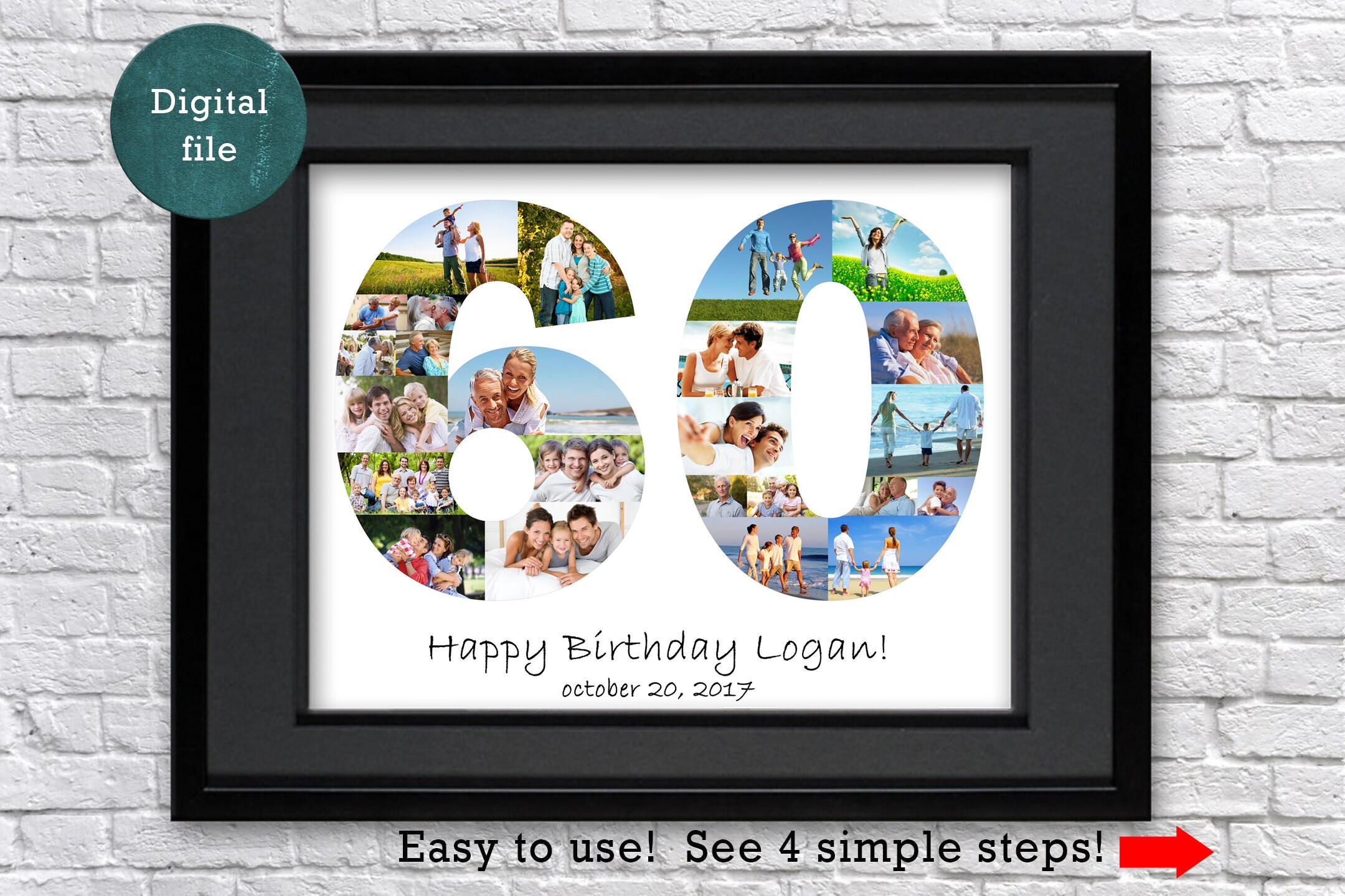 60. Geburtstag Geschenk Foto-Collage 60 Jahrestag Geschenk 60 | Etsy