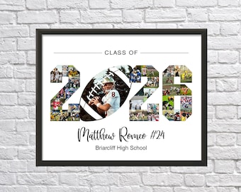 Football Senior Night Photo Collage: Custom 2026 Gift