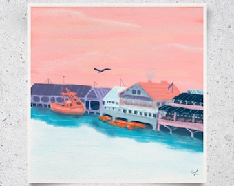 Monterey Pier Art Print – Signed California Coastal Wall Art, Cannery Row Artwork