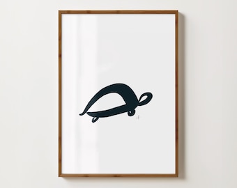 Hawaiian Sea Turtle Print | Black and White   | Minimalist Original Fine Art Print | Digital Download