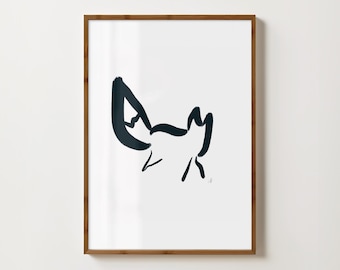 Fox Print Illustration | Woodland Artwork | Minimalist Original Fine Art Print | Digital Download