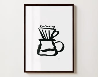 Hario V60 Print: Minimalist Coffee Pour Over Art (Digital Download)