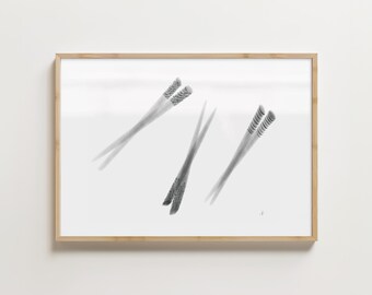 Chopsticks Print | Black and White   | Minimalist Original Fine Art Print | Digital Download