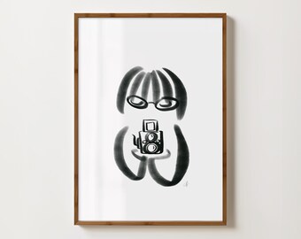 Vintage Film Camera Illustration| Rolleiflex Printable Artwork for Nursery| Modern Original Artwork | Digital Download