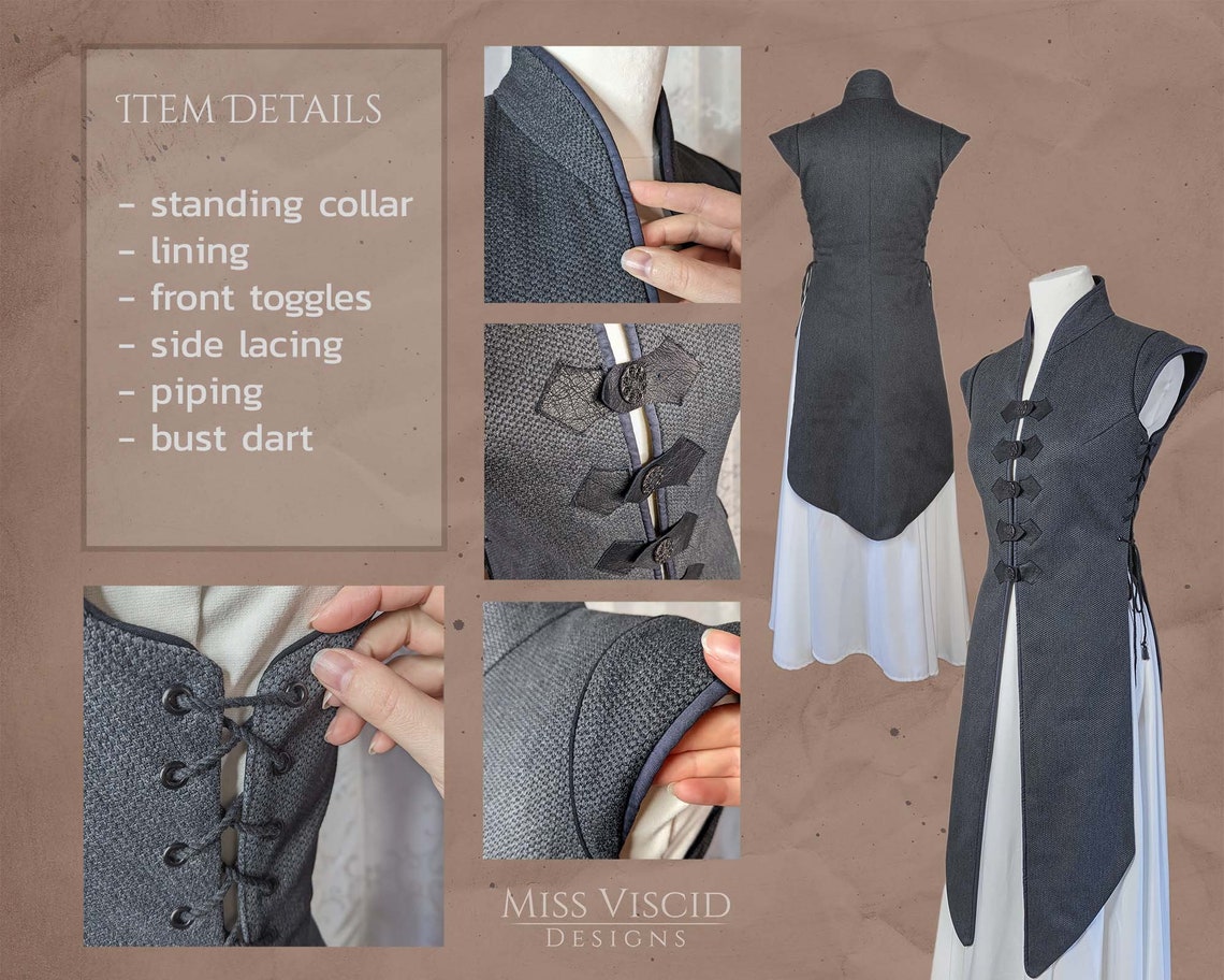 Female Fantasy Tabard Vest With Lacing PDF Pattern for - Etsy Australia