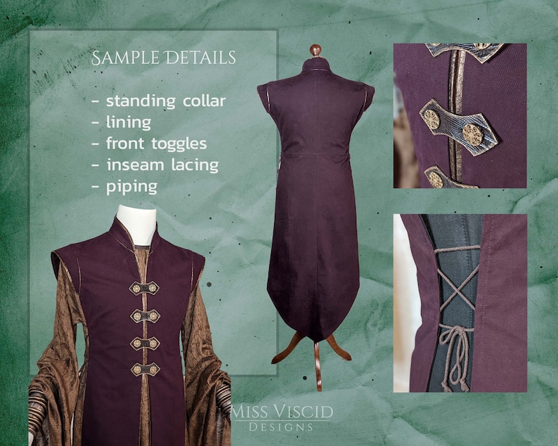 Men's Fantasy Tabard Vest With Lacing PDF Pattern for - Etsy