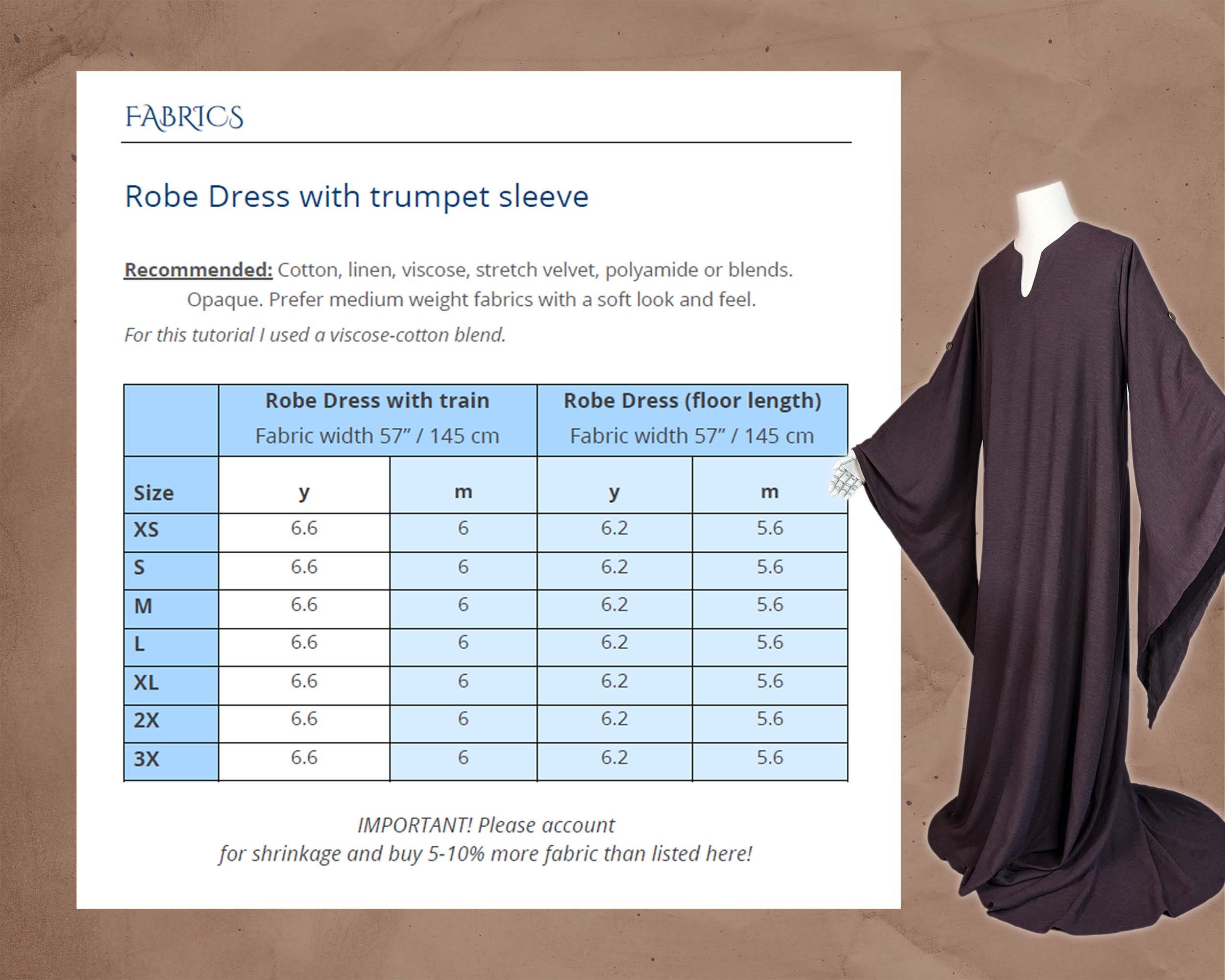 Robe Dress Pattern for Men and Woman as PDF File in DIN A4 Etsy UK