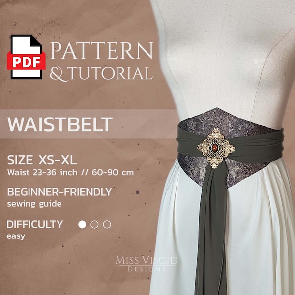 Waistbelt for elven fantasy dress - pdf pattern with sewing guide