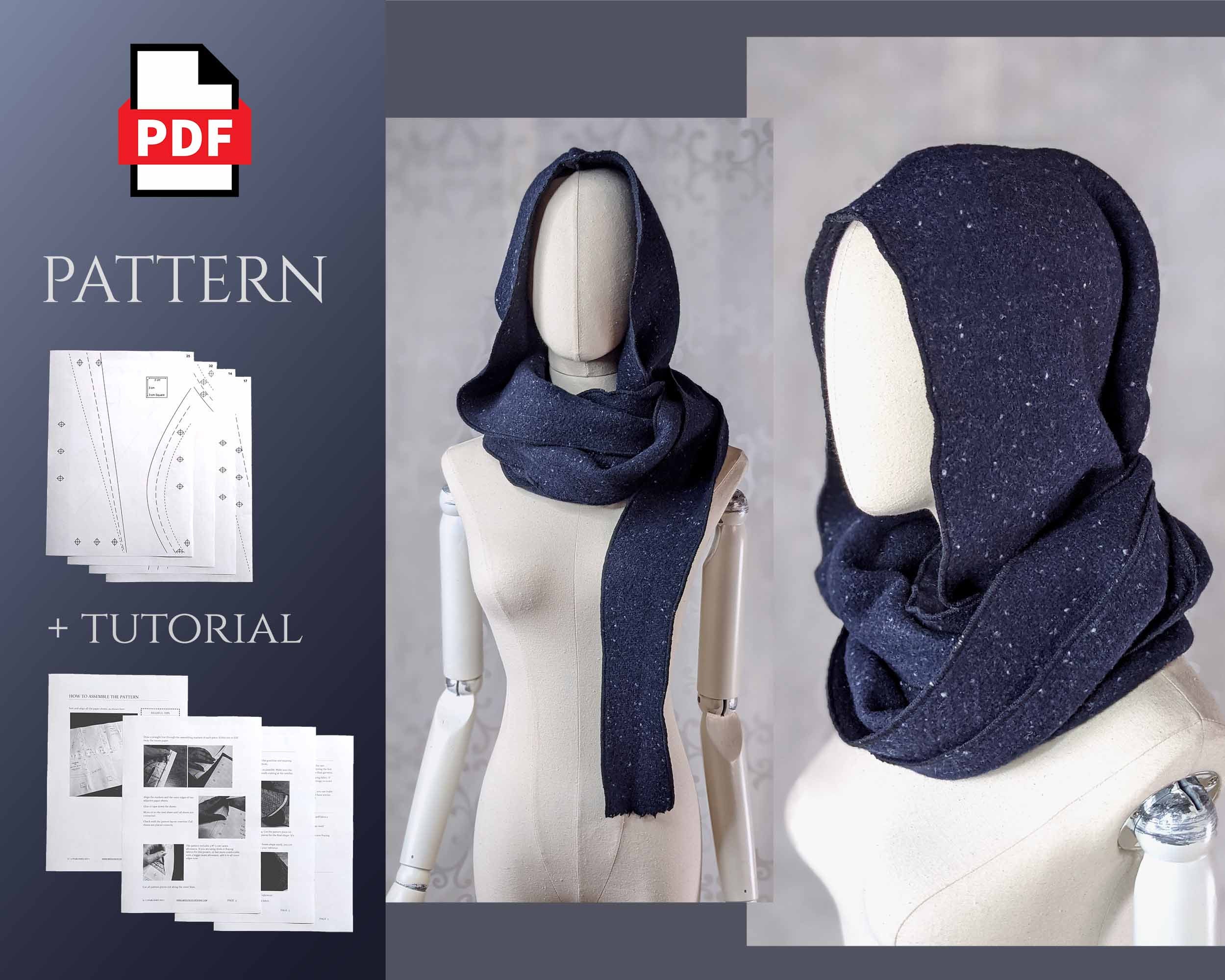 Hood Scarf - Sewing Pattern #2377. Made-to-measure sewing pattern