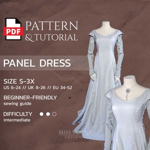 Fantasy gown & Elven dress as PDF pattern in DIN A4+Letter and DIN A0 - digital instant download