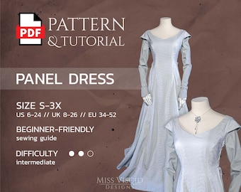 Fantasy gown & Elven dress as PDF pattern in DIN A4+Letter and DIN A0 - digital instant download