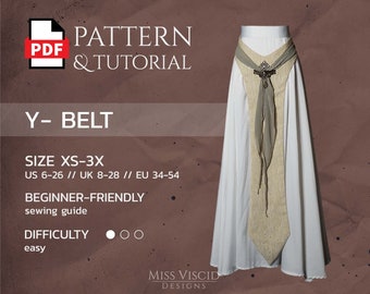 Y-Belt for fantasy dress (sizes XS-3X) - pdf pattern with sewing guide
