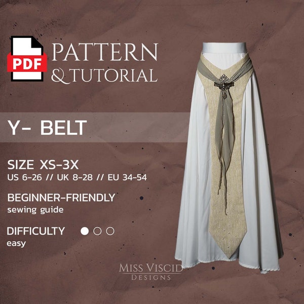 Y-Belt for fantasy dress (sizes XS-3X) - pdf pattern with sewing guide