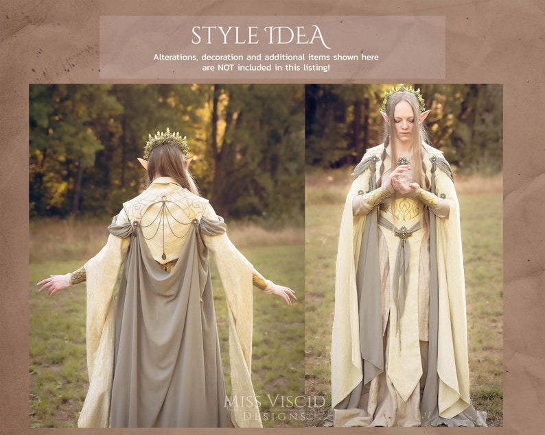Jacket for elven dress in Size S-3X as digital instant download in DIN A4, US Letter and A0 plotter image 7