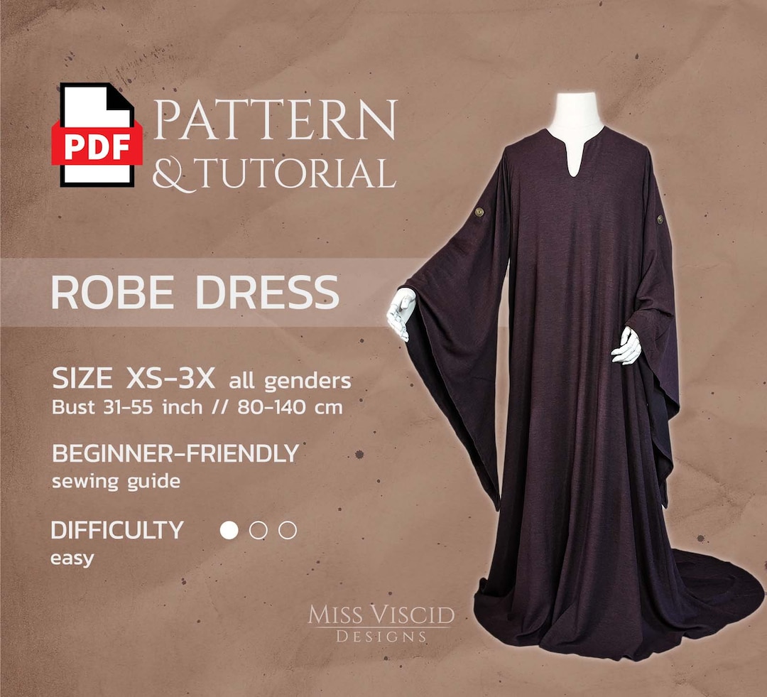 Robe Dress Pattern for Men and Woman as PDF File in DIN A4 Letter and