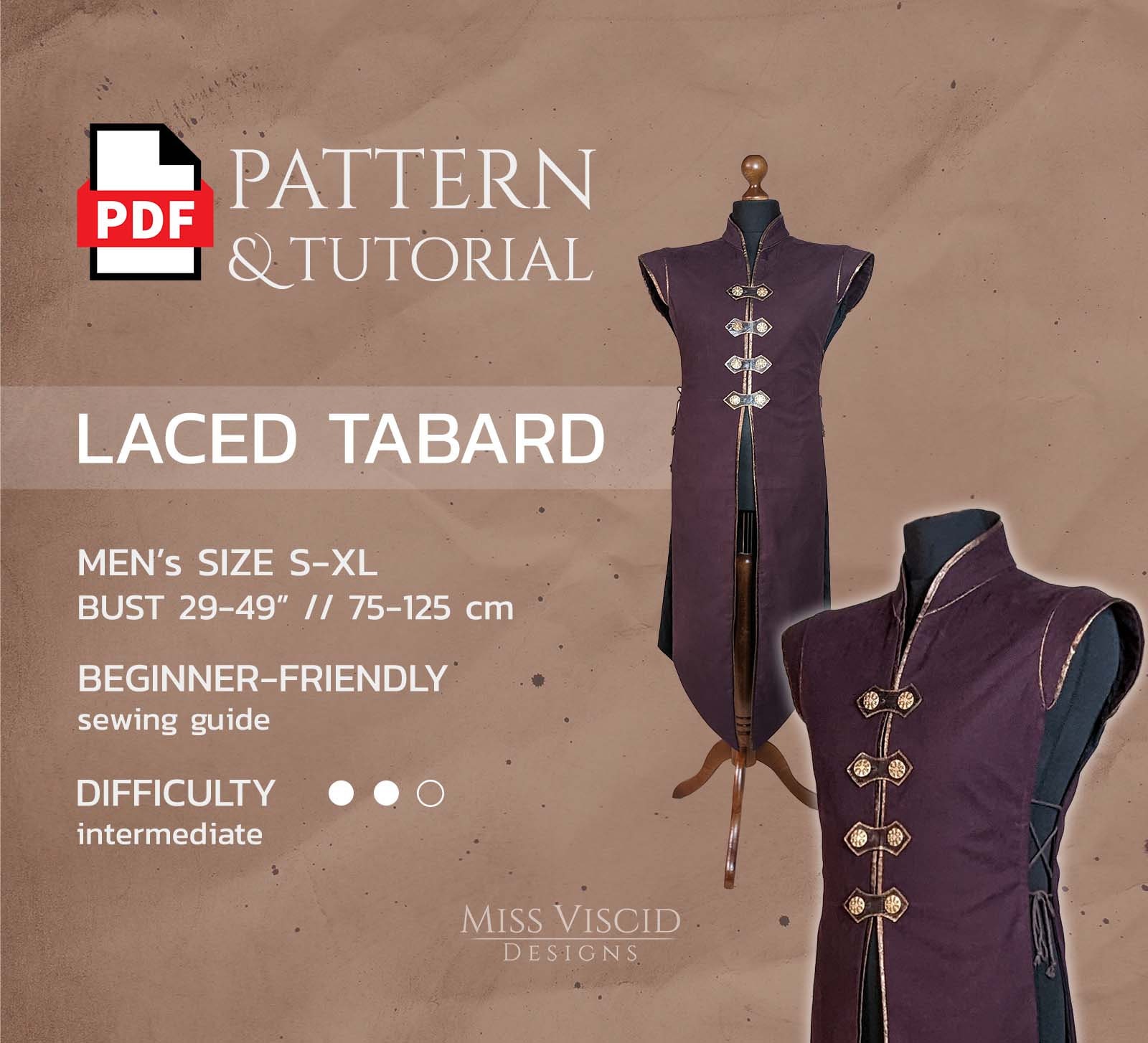 Men's Fantasy Tabard Vest With Lacing PDF Pattern for 