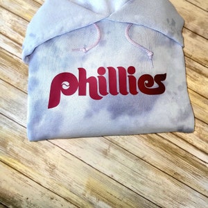 Bleach dyed hoodie - phillies- philadelphia- baseball- baby blue
