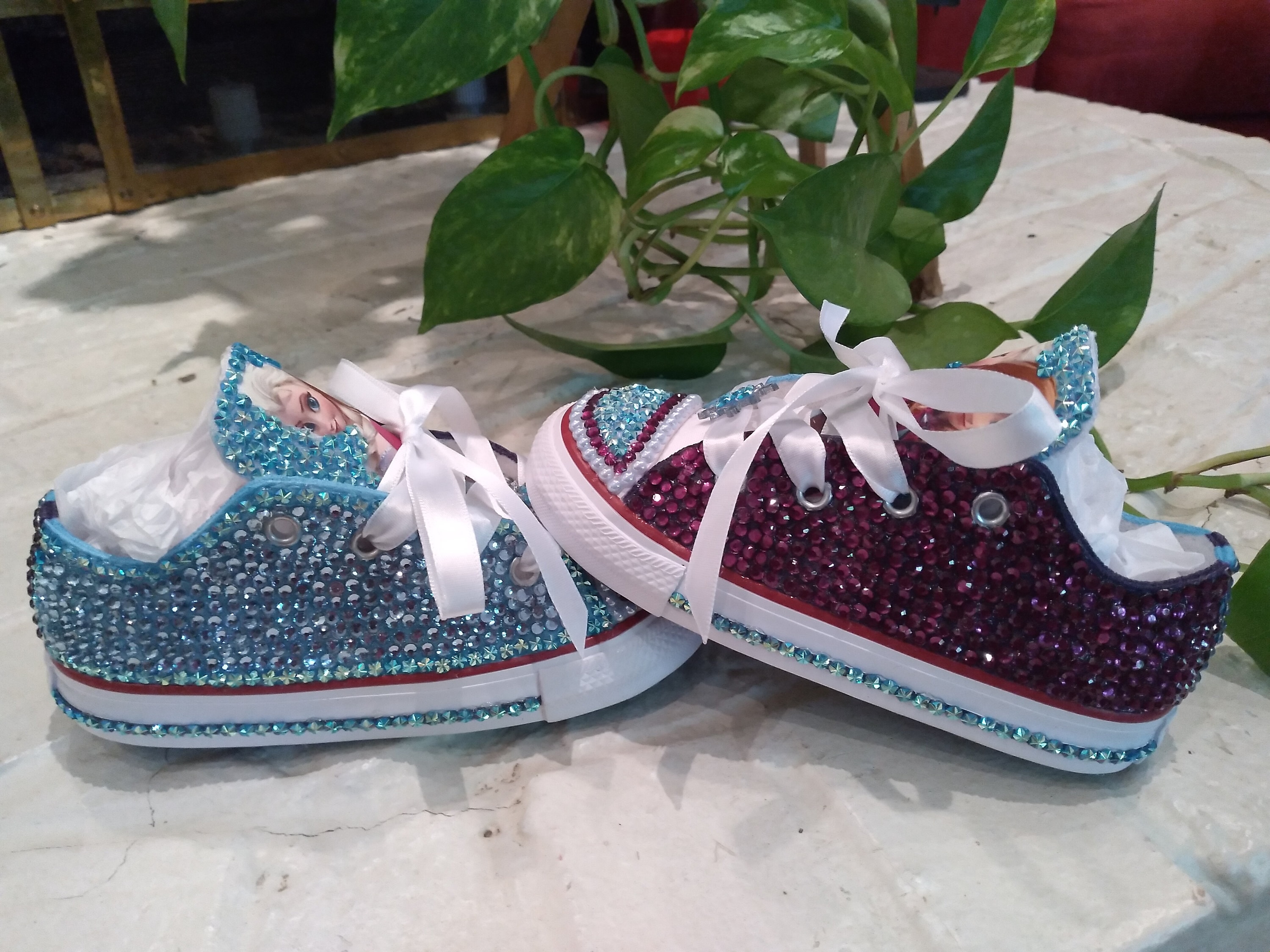 Custom Frozen Converse Elsa Converse Elsa and Anna Bling