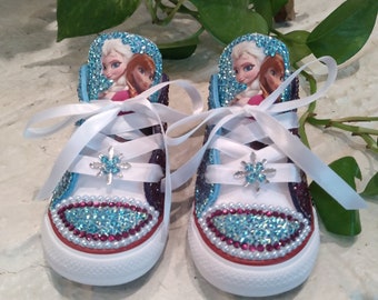 Converse de Frozen personalizadas, zapatos brillantes de Elsa y Anna