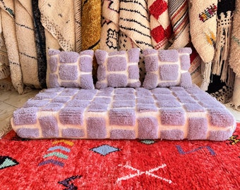 Moroccan Floor couch Moroccan floor pouf set of floor sofa pillows Beni  Ourain pouf floor couches floor pillows ,couches with insert