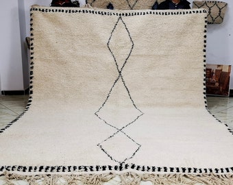 wool rug Beni Ourain Moroccan Rug 100% wool rug  size 8 x 10 ft