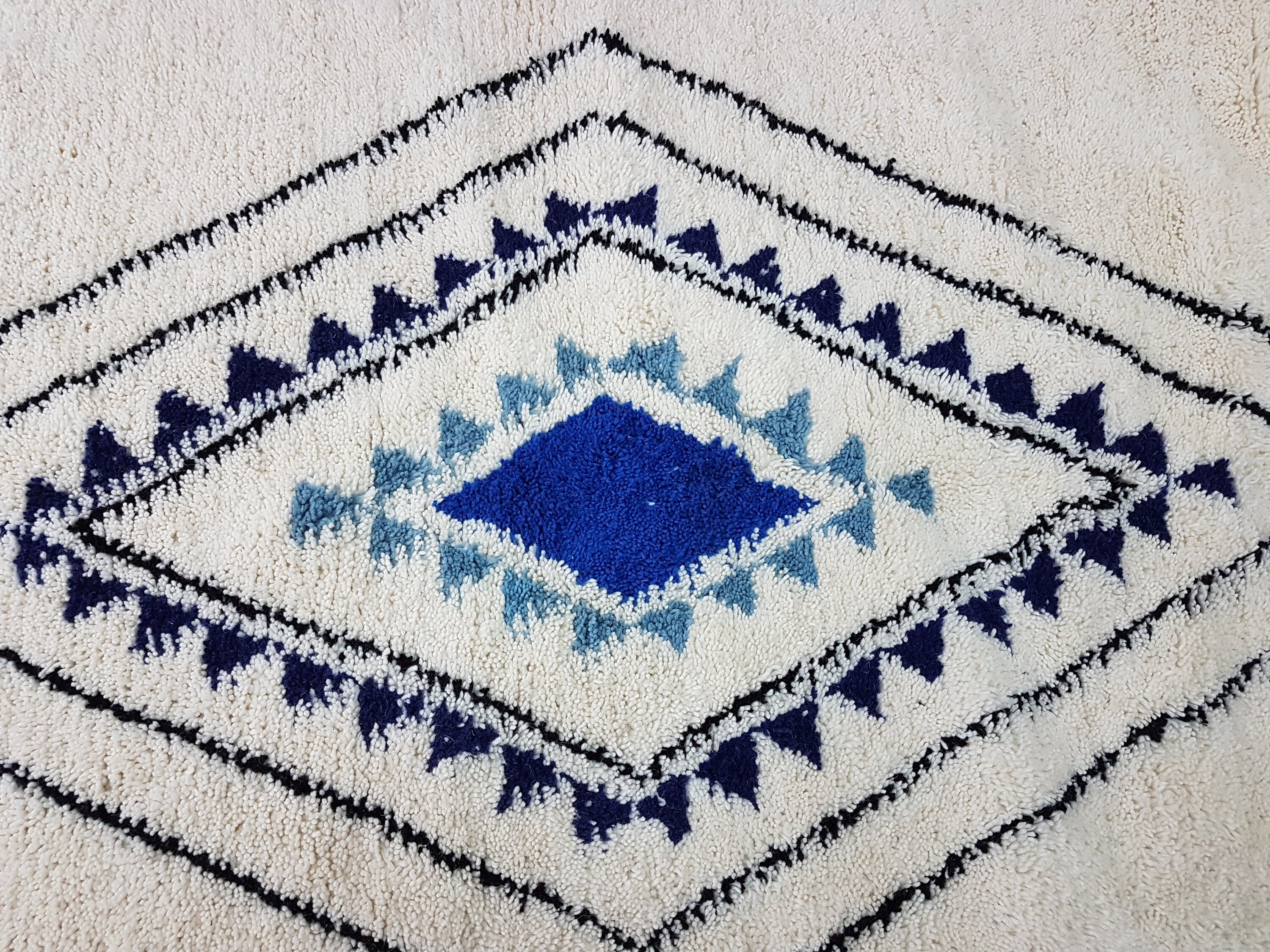 Blue Moroccan Rug Beni Ourain Rug Handmade 100 Wool Rug Etsy