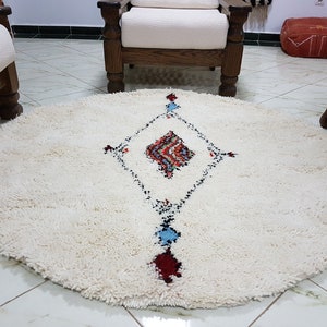 Round Moroccan rug Beni Ourain rug handmade 100% wool rug , area rugs ,  azilal rug , 82 inches