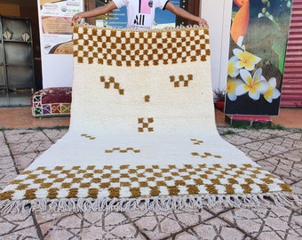 checkered moroccan Rug Wool Hand Woven Genuine Moroccan Beni Ourain Carpet Soft Shag Artistic Oriental checker moroccan rug plaid rug