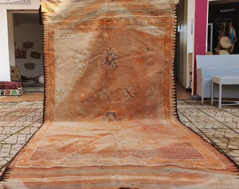 Vintage Moroccan Rug Rare Large Boujad Carpet Wool Low Pile Rug Rustic Country House Floor Decoration