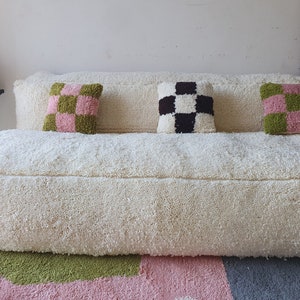 white Sofa White Moroccan sofa Moroccan Floor couch , Moroccan floor pouf , set of floor sofa pillows Beni Ourain pouf , floor pouf