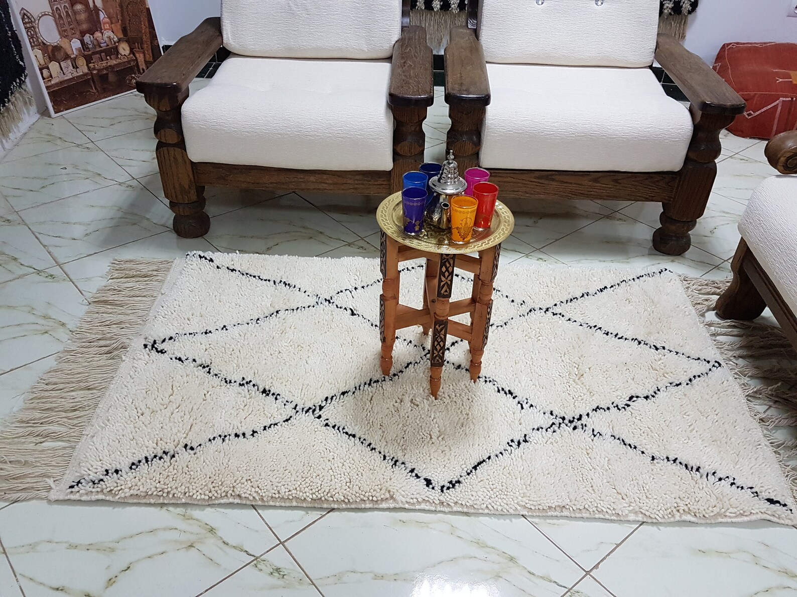 Moroccan Rug Beni Ourain Rug Handmade 100 Wool Rug , Area Rugs