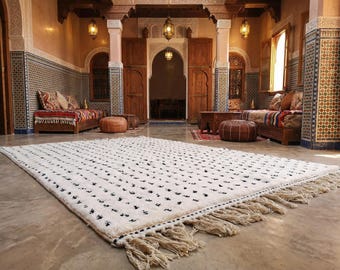 Moroccan berber white Beni Ourain rug  handmade Moroccan Rug 100% wool rug