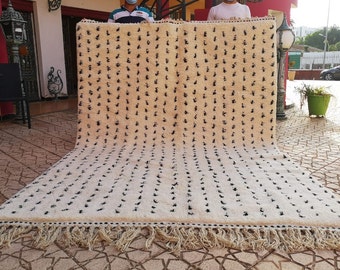 Alfombra blanca bereber marroquí Alfombra Beni Ourain alfombra marroquí hecha a mano Alfombra 100% lana