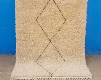 Tapis marocain Beni Ourain tapis fait main 100% tapis de laine , tapis de zone , tapis azilal , tapis , tapis de sol , 6 x 4,5 pieds