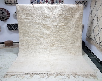 Moroccan rug Beni Ourain rug handmade 100% wool rug size 10 x 8 feet white rug , promo