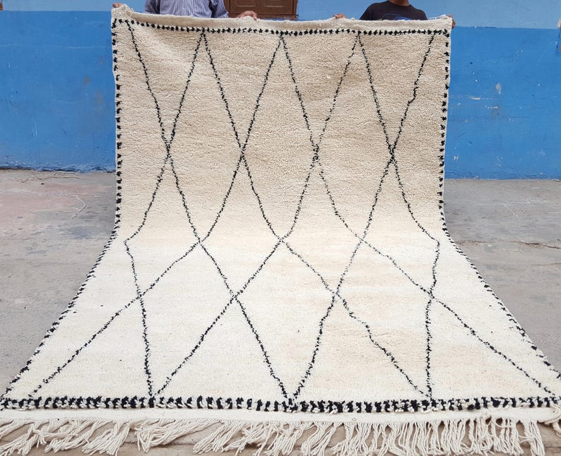 Moroccan Rug Beni Ourain Rug Handmade 100 Wool 10 X 65 Feet Etsy