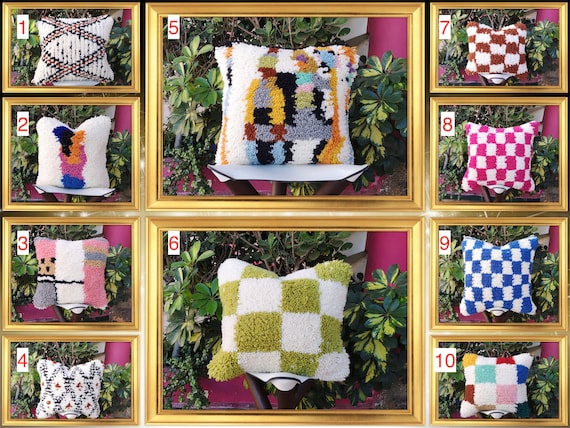 moroccan checkered pillow cover Beni Ourain Pillow cover handmade Moroccan Pillows 100% wool
