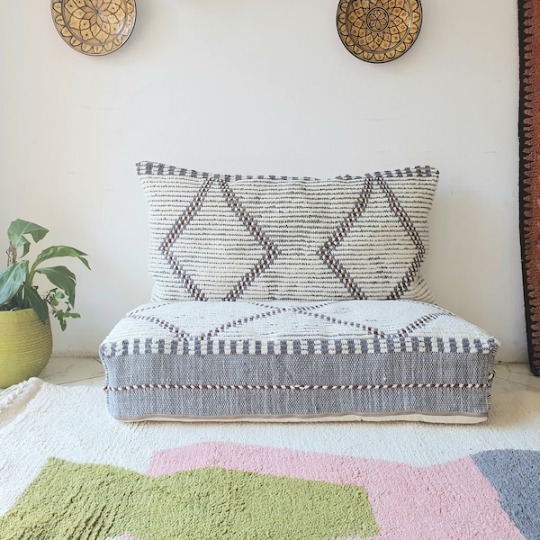 Sofá de piso marroquí relleno , puf de piso marroquí , juego de almohadas de sofá de piso Beni Ourain puf kilim puf , almohadas de piso , puf de piso
