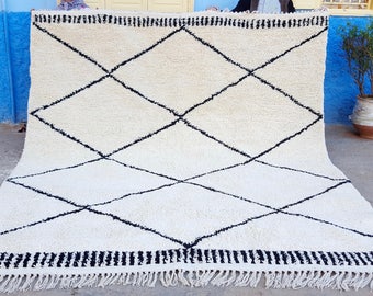 Moroccan rug Beni Ourain rug handmade 100% wool rug , area rugs ,  azilal rug , carpet , floor rugs ,promo 10 x 8 Feet