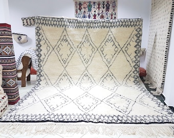 Geometrisk marockansk matta Beni Ourain-matta handgjord 100 % ullmatta bohemmatta Soft Shag Artistic Oriental Home Stor matta