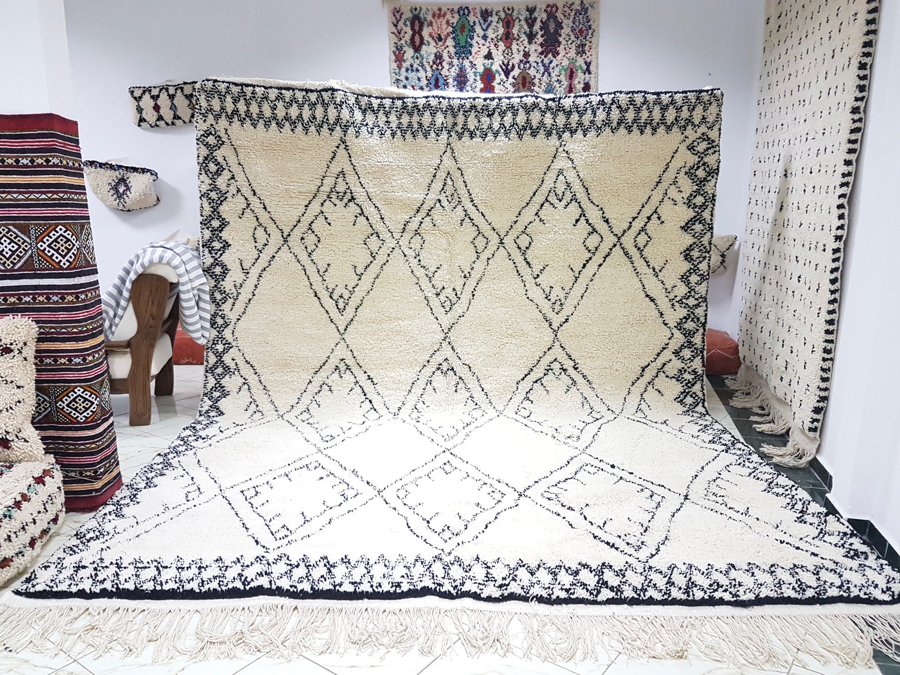 Moroccan rug Beni Ourain rug handmade 100 wool rug 12 x 9 Etsy