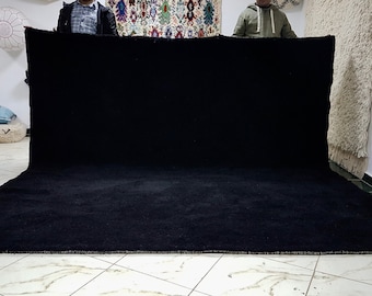 Black Moroccan rug Beni Ourain rug  handmade Moroccan Rug 100% wool  Black