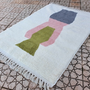 Custom Fabulous Boujad Rug Wool Hand Woven Genuine Moroccan Beni Ourain Carpet Soft Shag Artistic Oriental checker moroccan rug