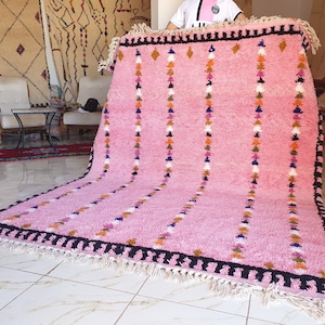 Pink genuine Moroccan Beni Ourain rug Carpet Soft Shag Artistic Oriental checker moroccan rug pink moroccan rug